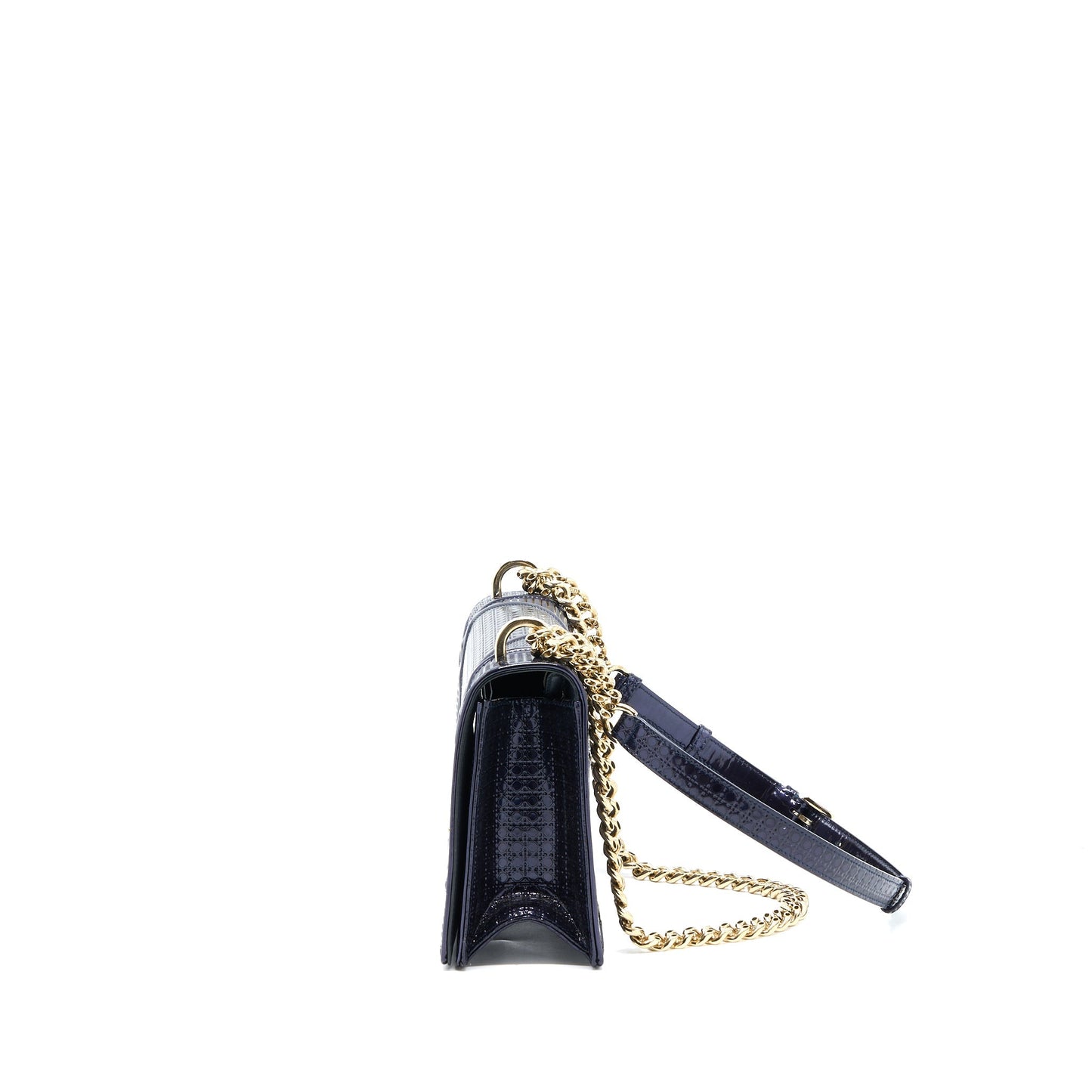 Dior Medium Diorama Calfskin Metallic Navy