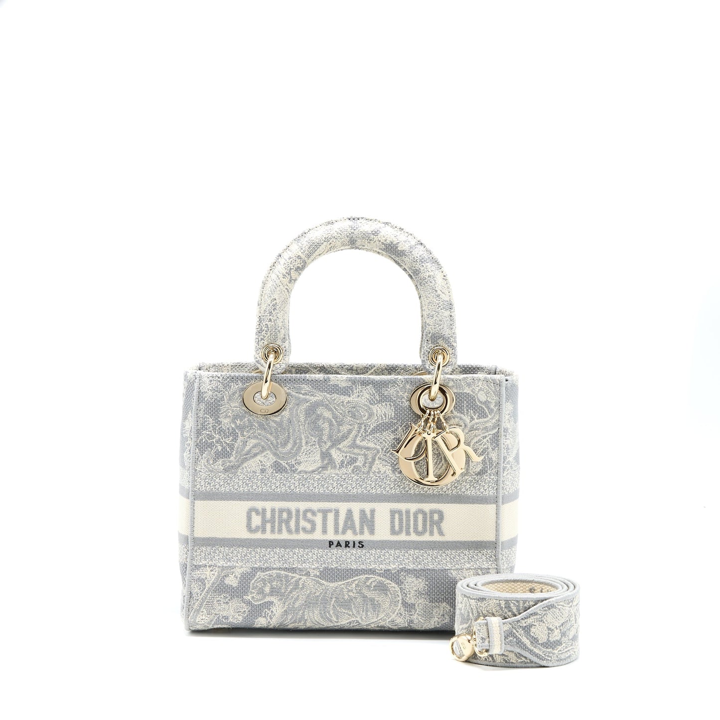 Dior Medium Lady Dior Purse D-lite Purse Light Grey