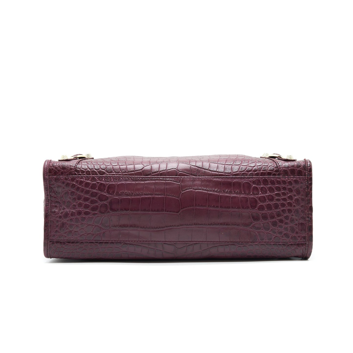 BALENCIAGA MEDIUM GIANT Purse BURGUNDY CROCODILE EMBOSSED LEATHER