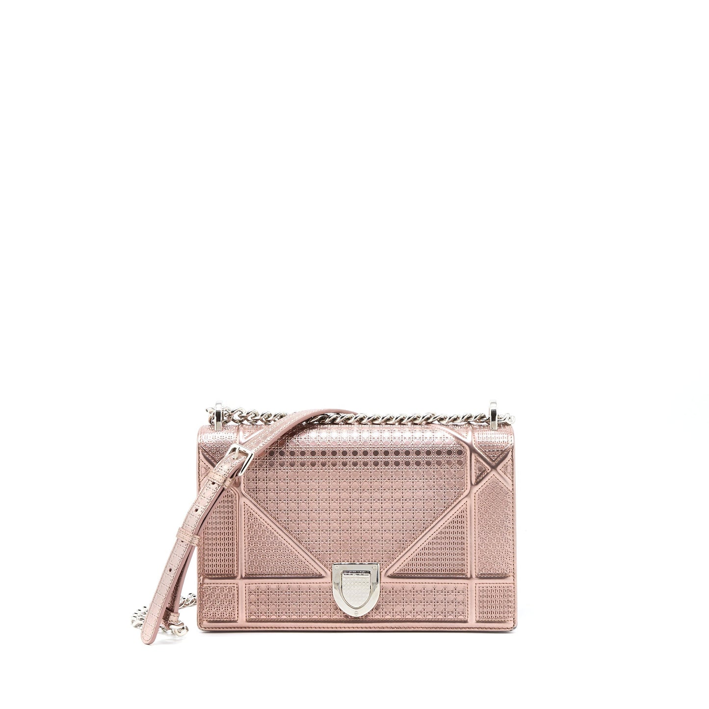 Dior Medium Diorama Cannage Calfskin Metallic Pink