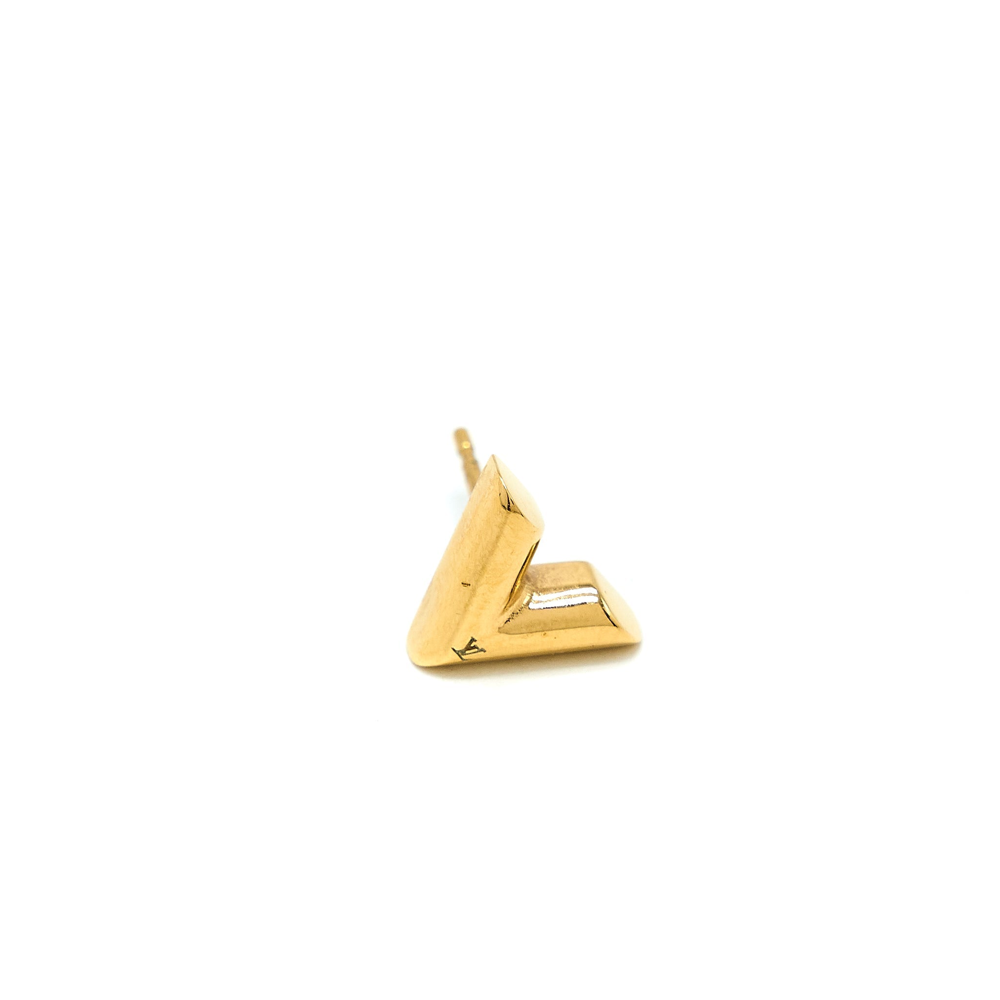Louis Vuitton Essential V Stud Earrings Gold Tone