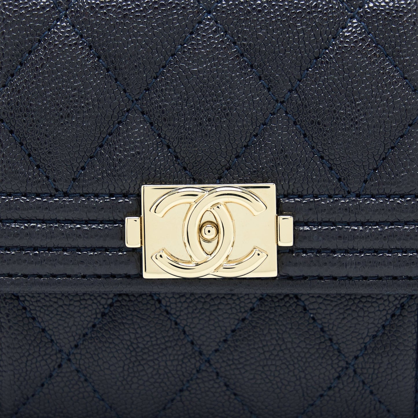 Chanel Boy Small Flap Card Holder Caviar Black GHW