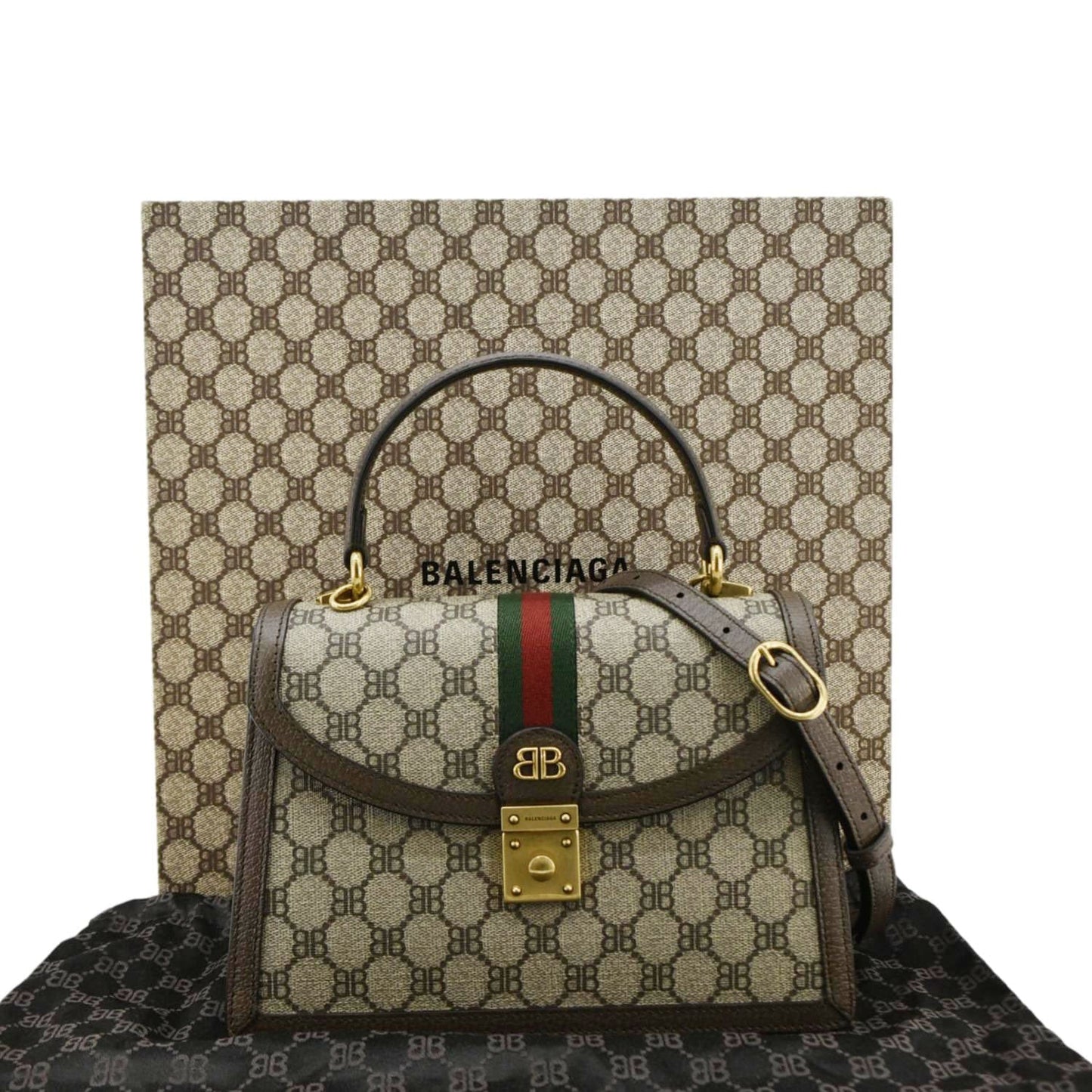 GUCCI X BALENCIAGA The Hacker Project Web BB Supreme Shoulder Bag Beige 680119