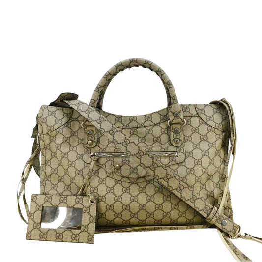 GUCCI X BALENCIAGA The Hacker Project Neo GG Supreme Tote Bag Beige 681695