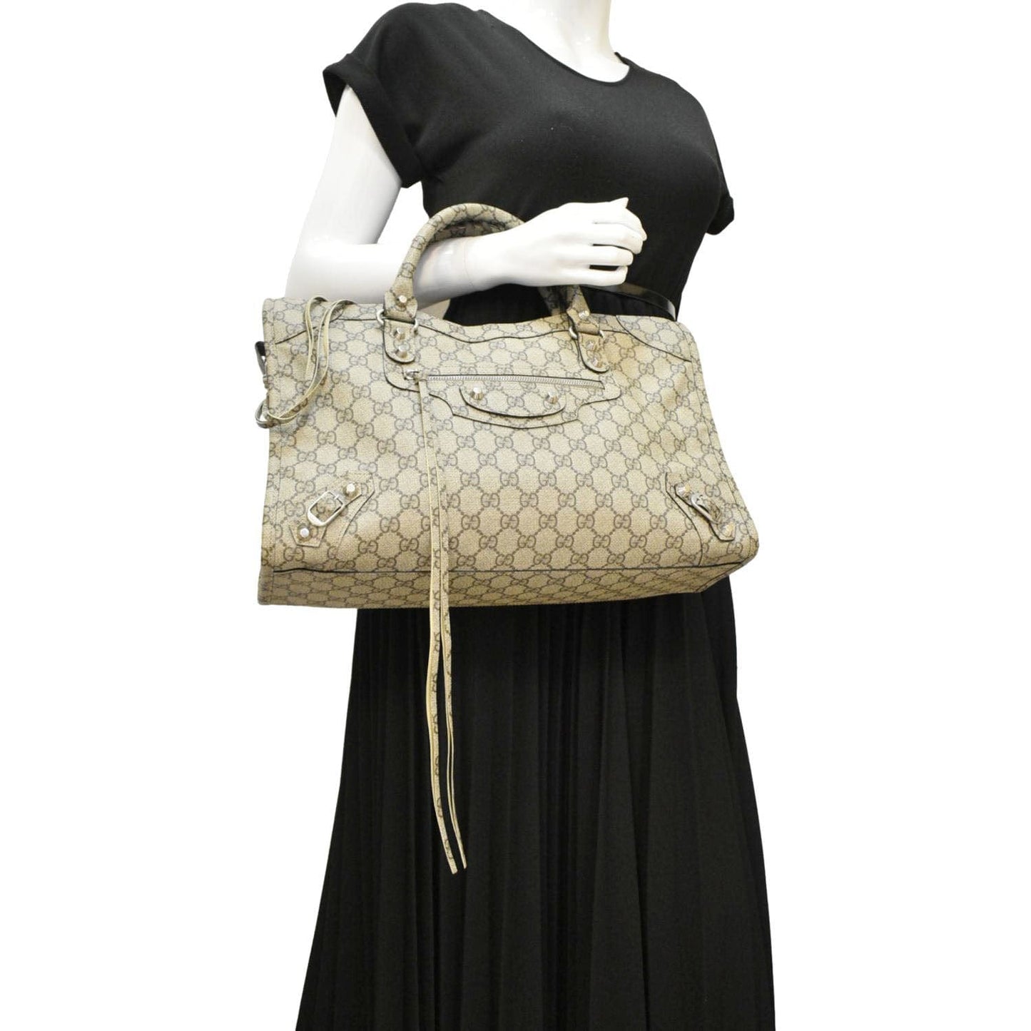 GUCCI X BALENCIAGA The Hacker Project Neo GG Supreme Tote Bag Beige 681695