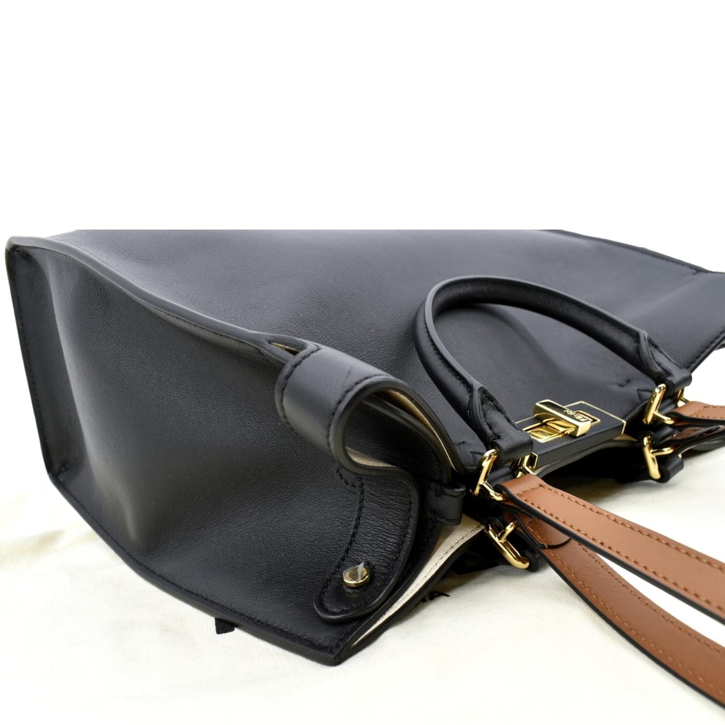 FENDI Peekaboo X-Lite Leather Tote Bag Black