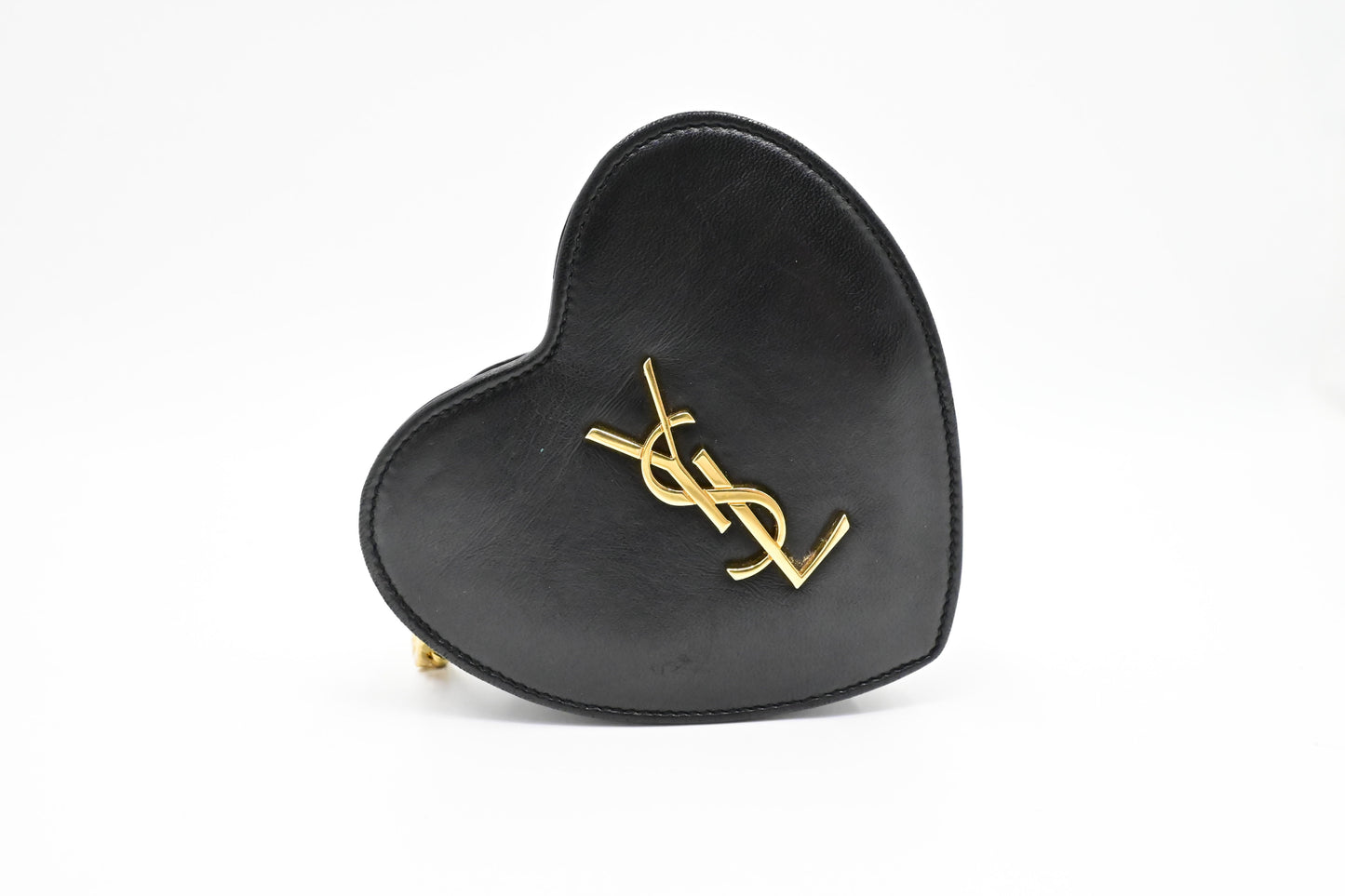 YSL Saint Laurent Mini Love Heart in Black Leather
