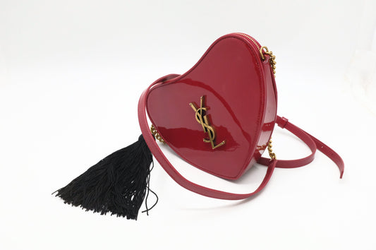 YSL Saint Laurent Heart Crossbody in Red Patent Leather
