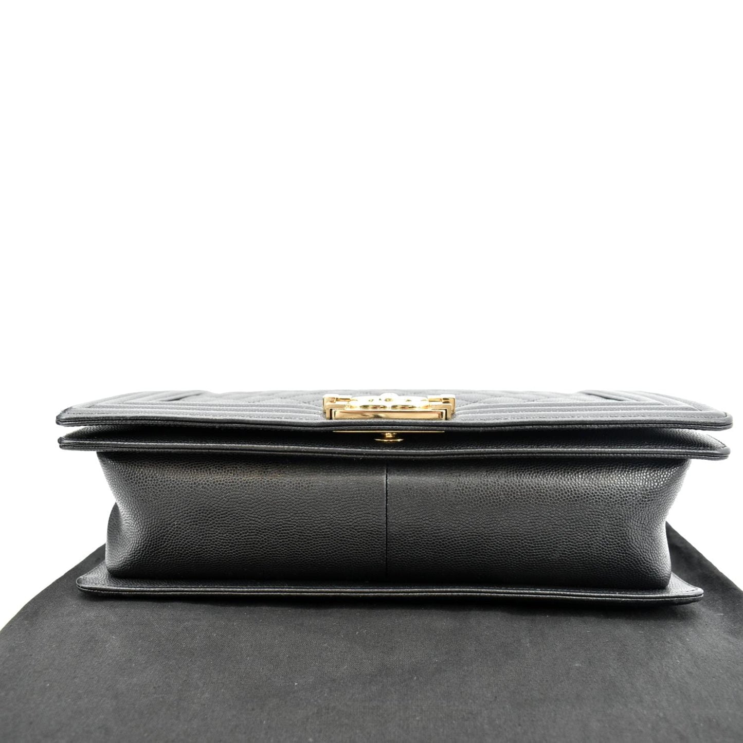 CHANEL Boy New Medium Chevron Caviar Shoulder Bag Black