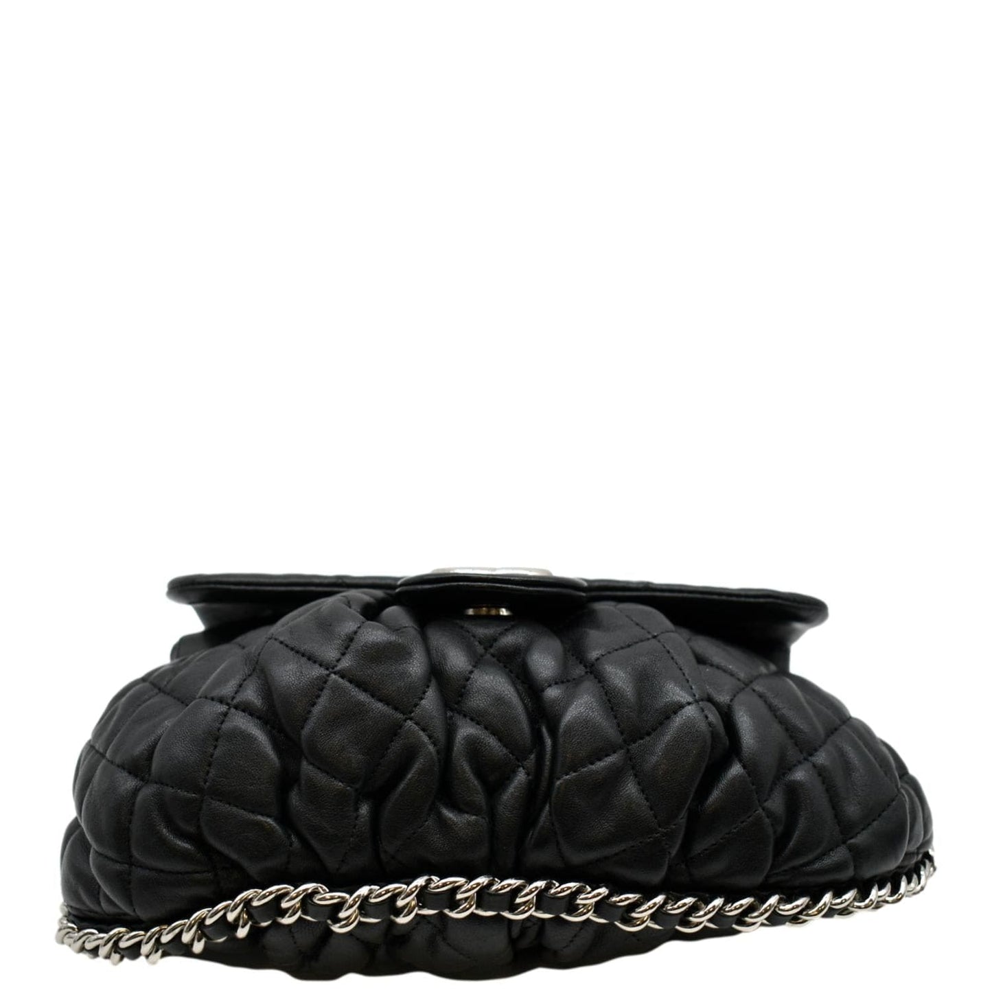 CHANEL CC Chain Around Flap Quilted Leather Crossbody Bag Black