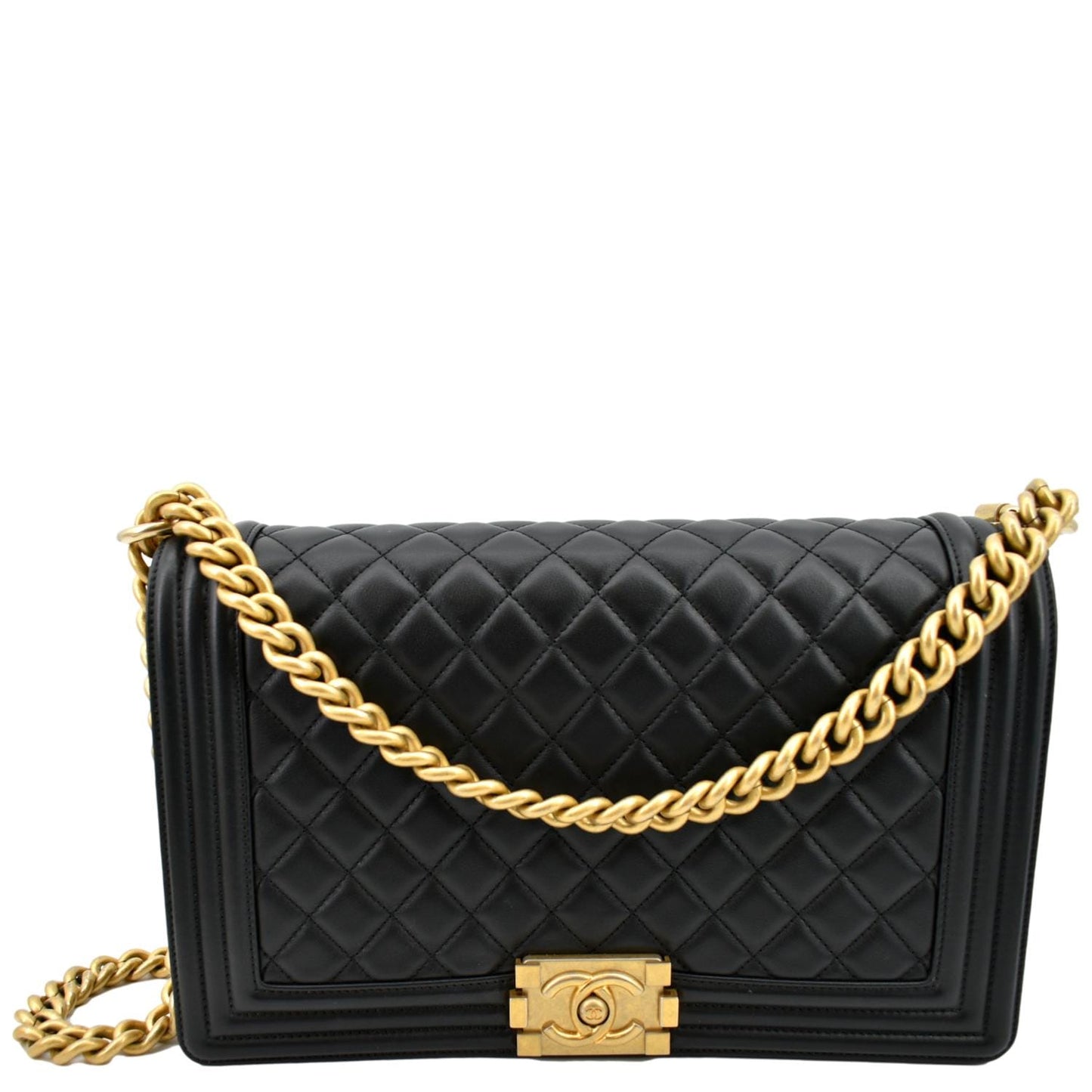 CHANEL Medium Boy Flap Calf Leather Shoulder Bag Black