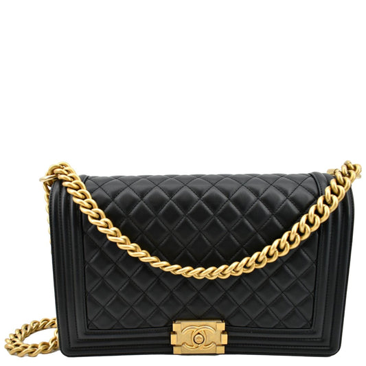 CHANEL Medium Boy Flap Calf Leather Shoulder Bag Black
