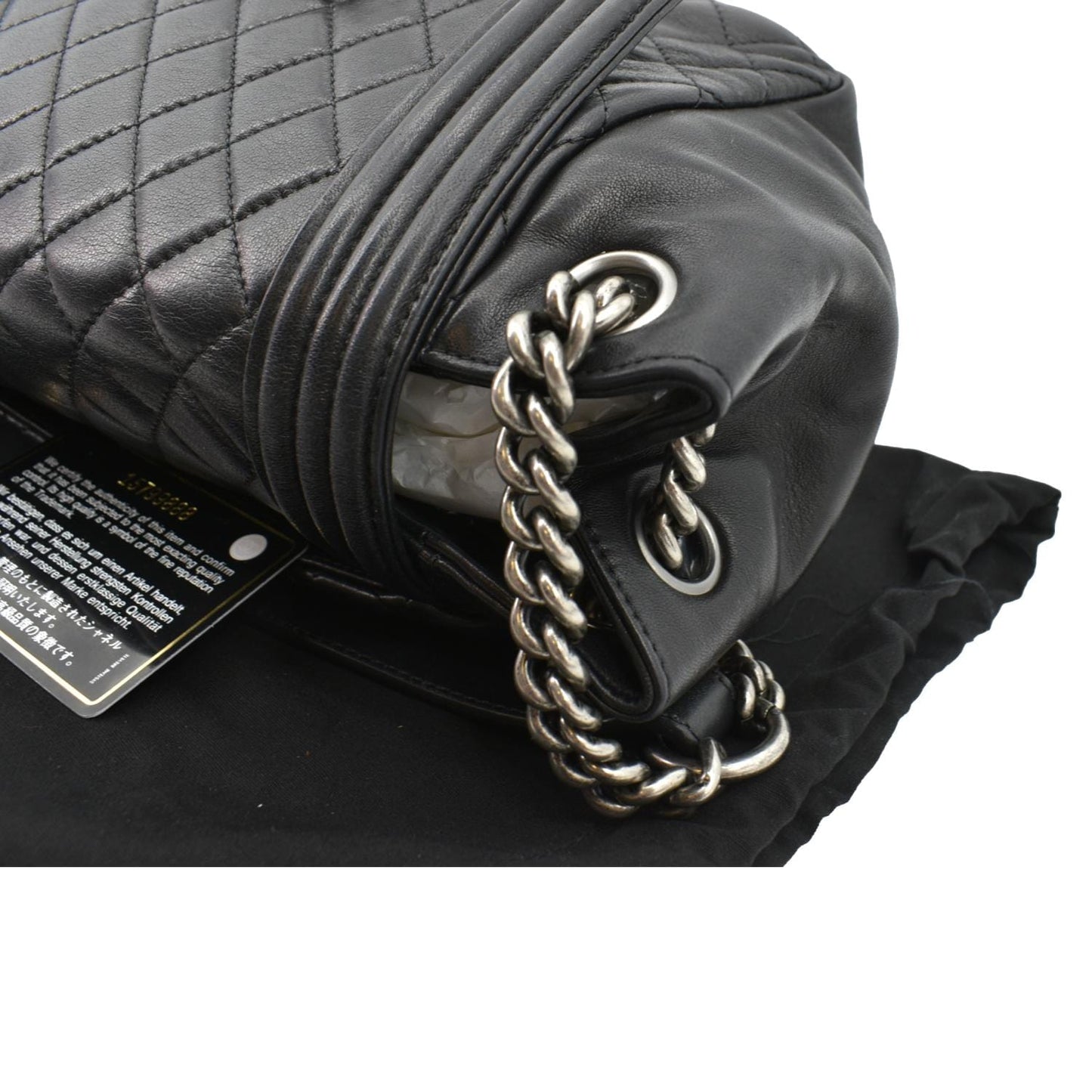 CHANEL Boy Leather Shopping Tote Bag Black