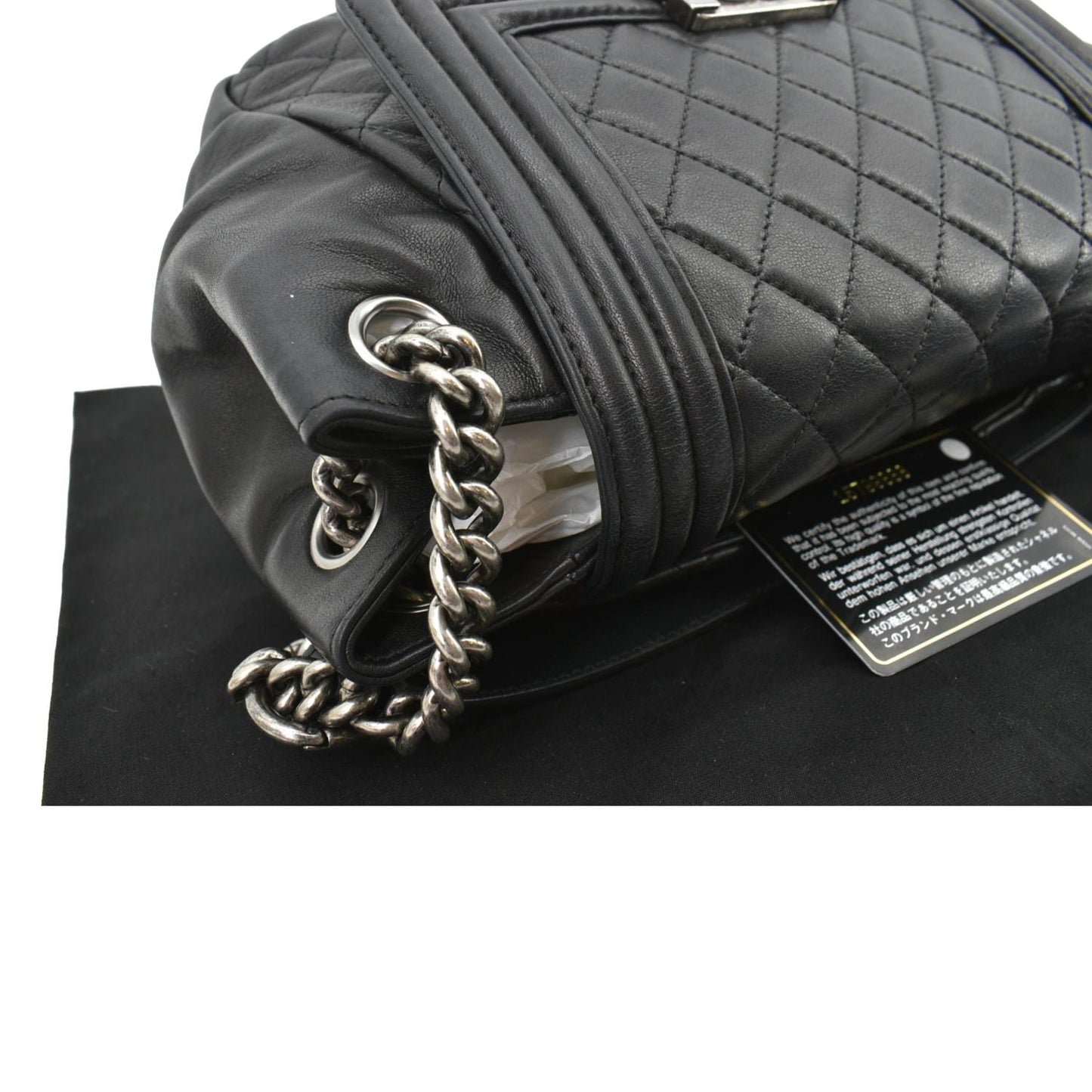 CHANEL Boy Leather Shopping Tote Bag Black