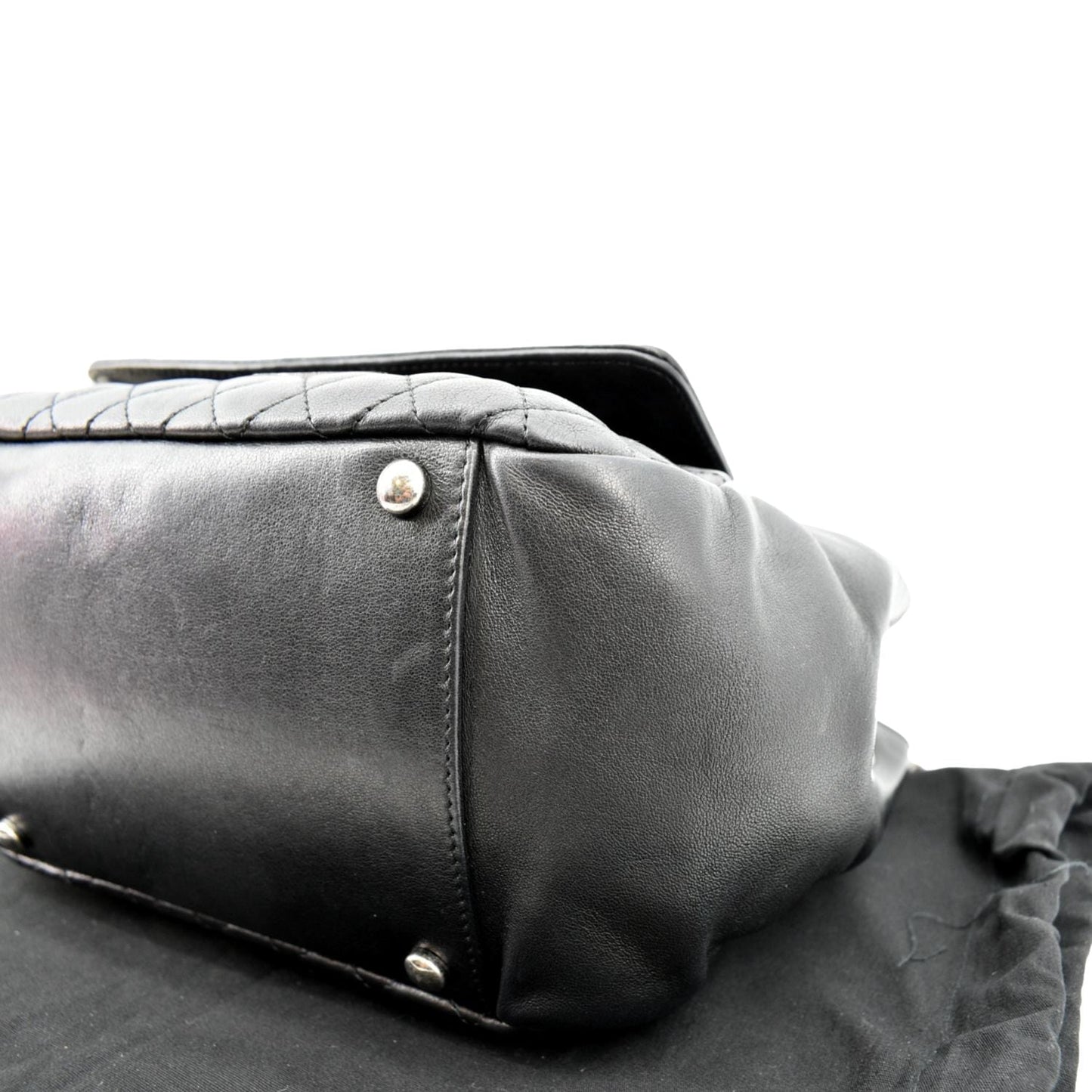 CHANEL Boy Leather Shopping Tote Bag Black