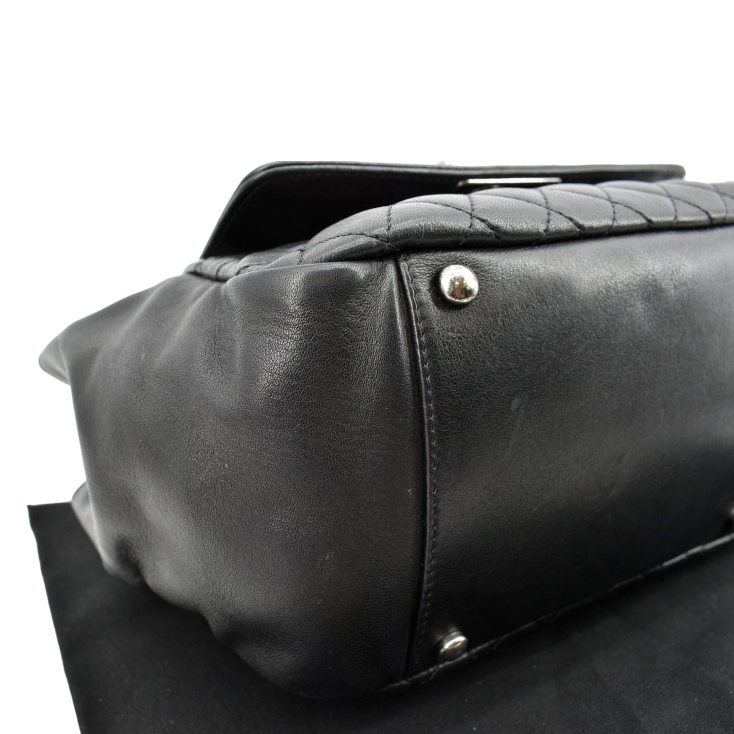 CHANEL Boy Leather Shopping Tote Bag Black