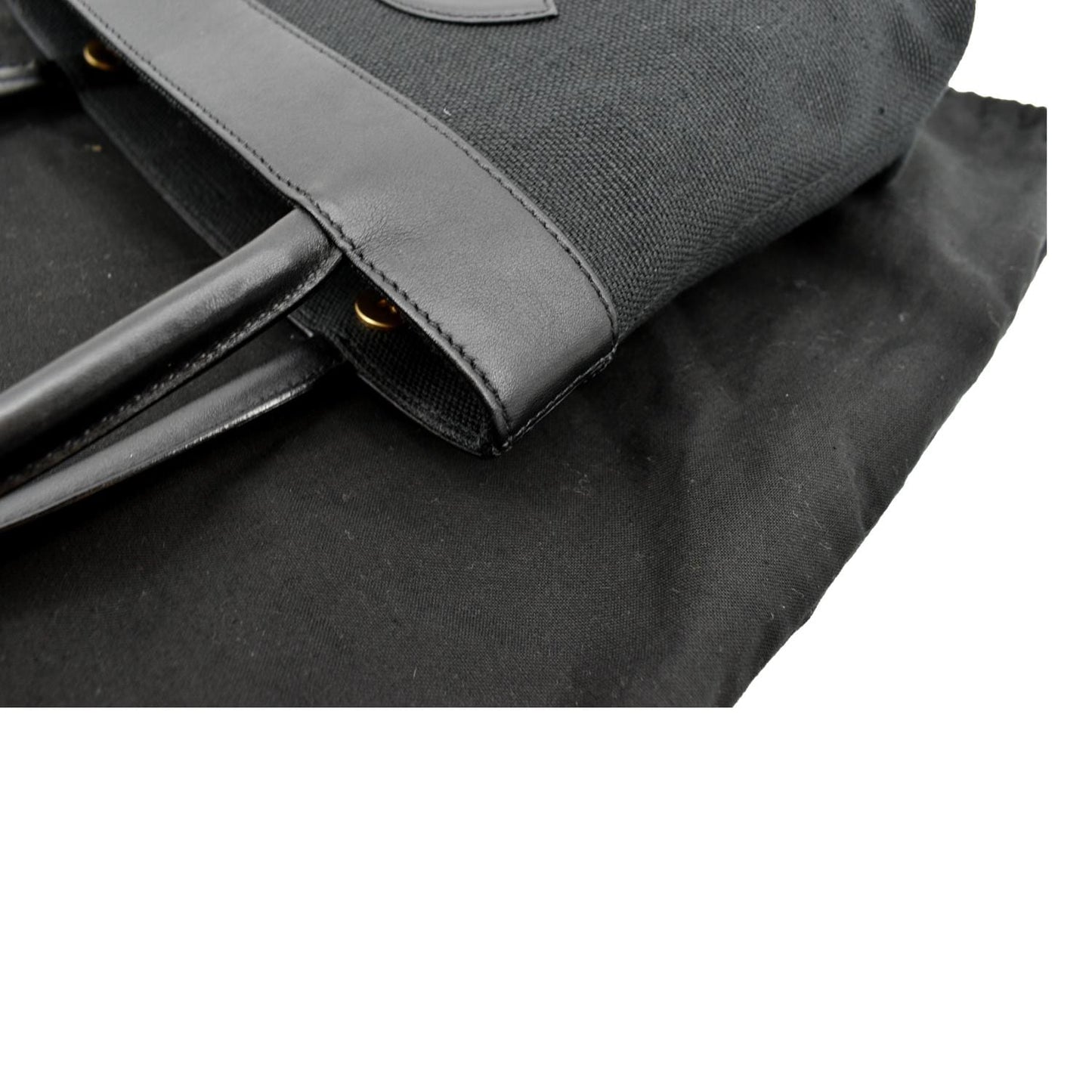 CHANEL Canvas Leather Tote Bag Black