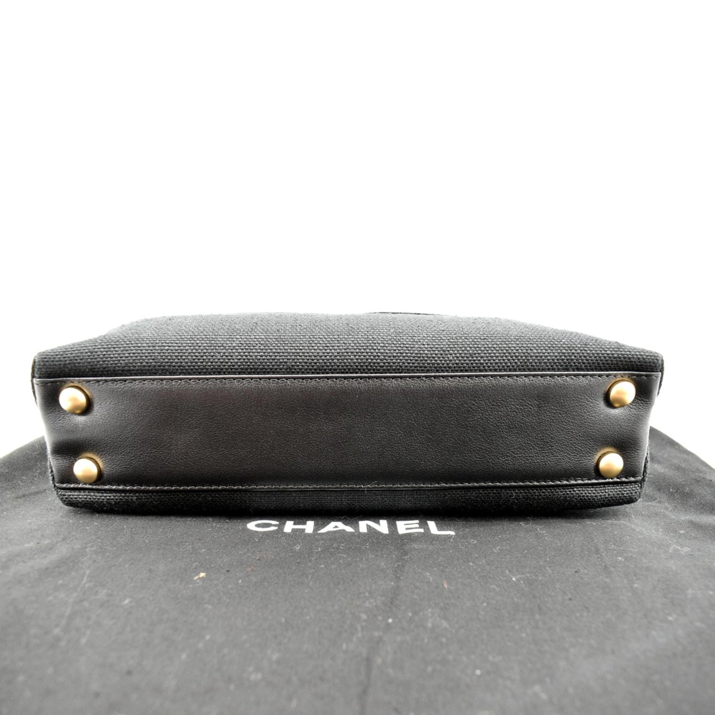 CHANEL Canvas Leather Tote Bag Black