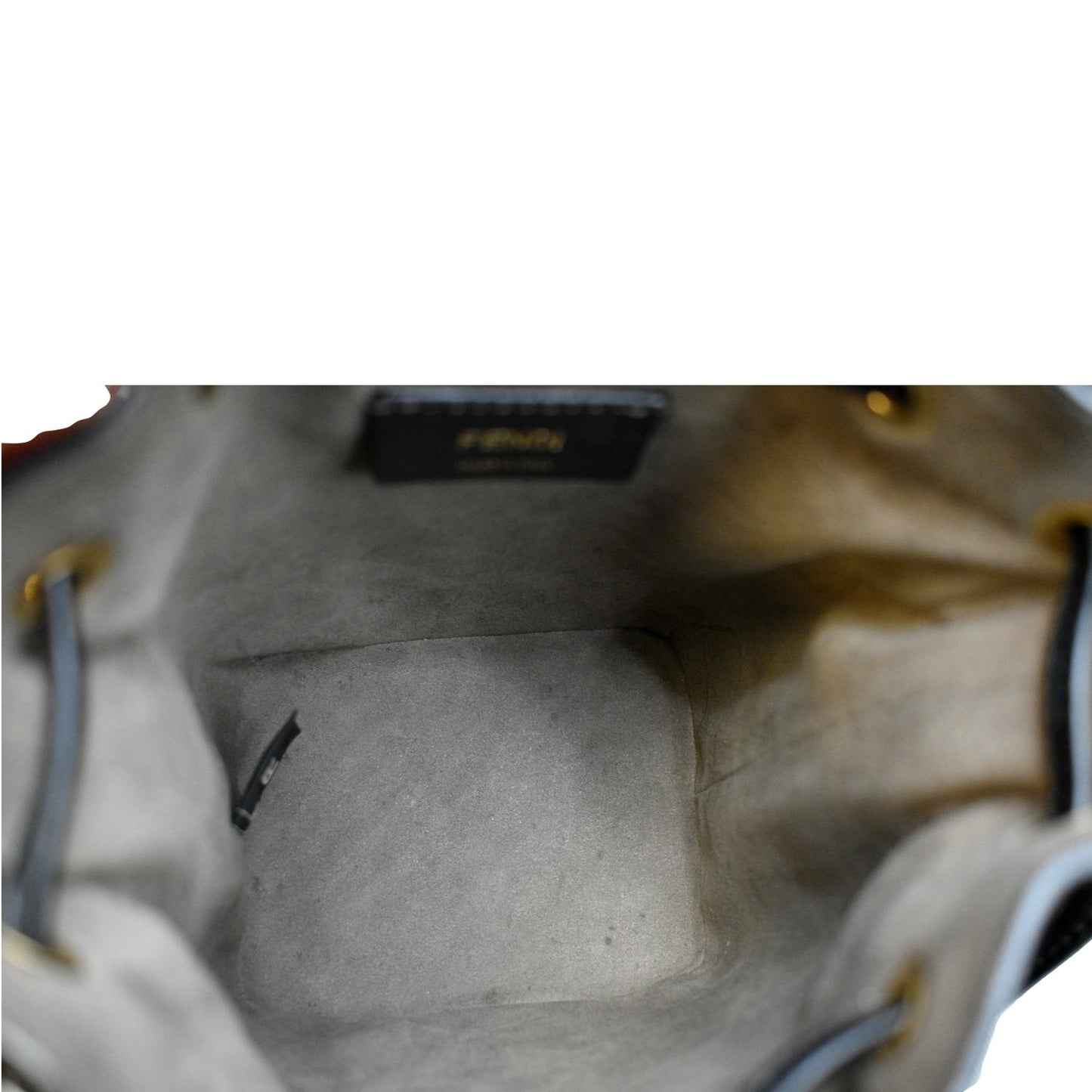 FENDI Mon Tresor Drawstring FF Leather Bucket Bag Black