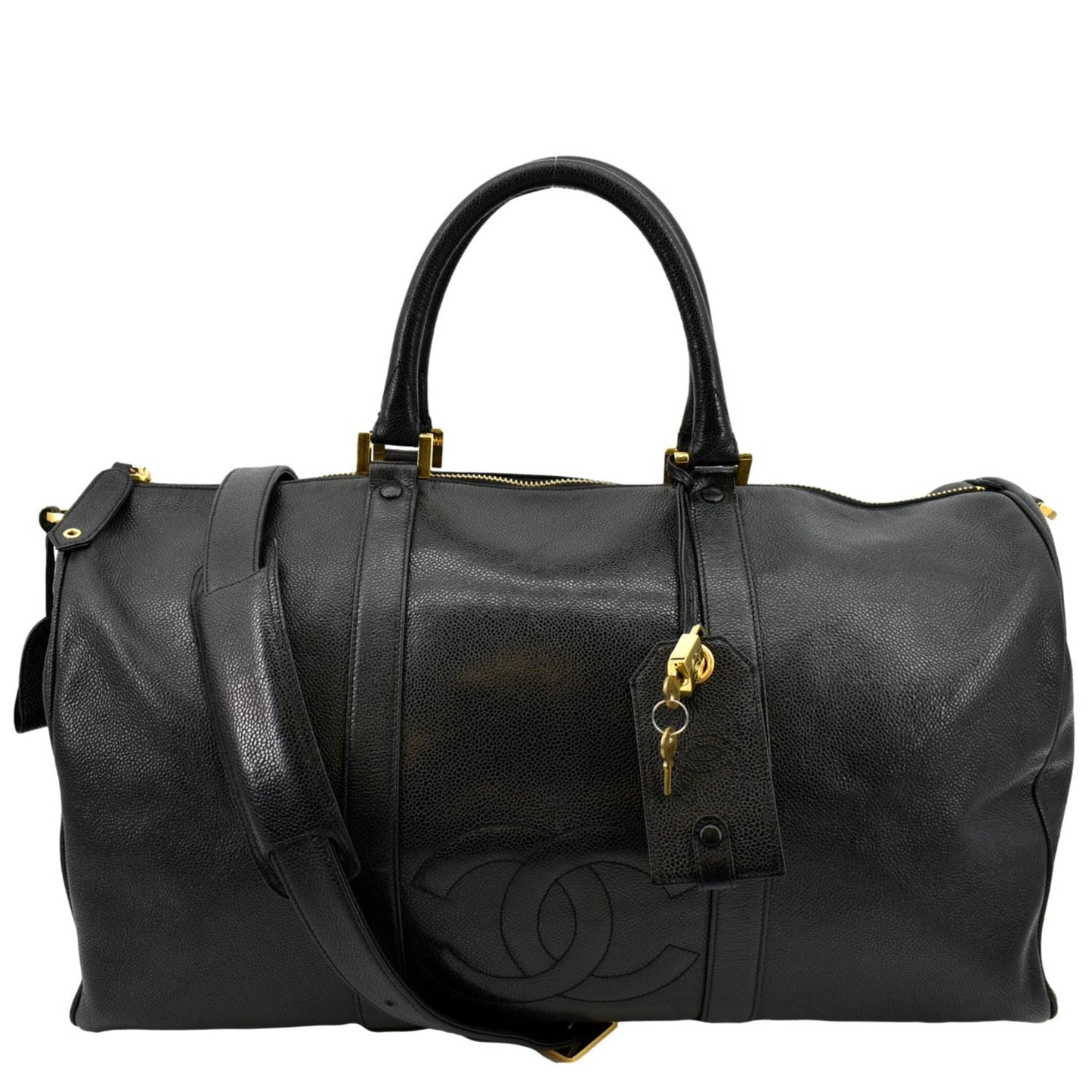 CHANEL   Leather Boston Shoulder Bag Black