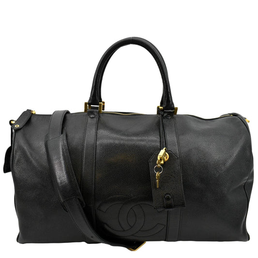 CHANEL   Leather Boston Shoulder Bag Black