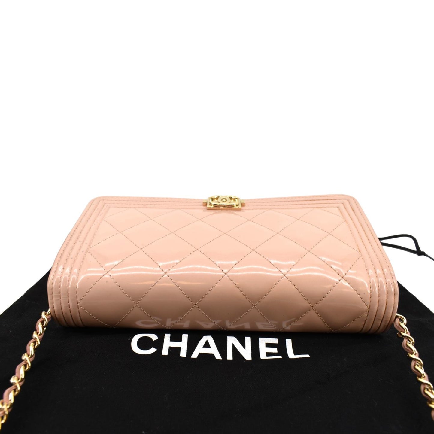 CHANEL Boy Woc Wallet on Chain Patent Leather Shoulder Bag Pink