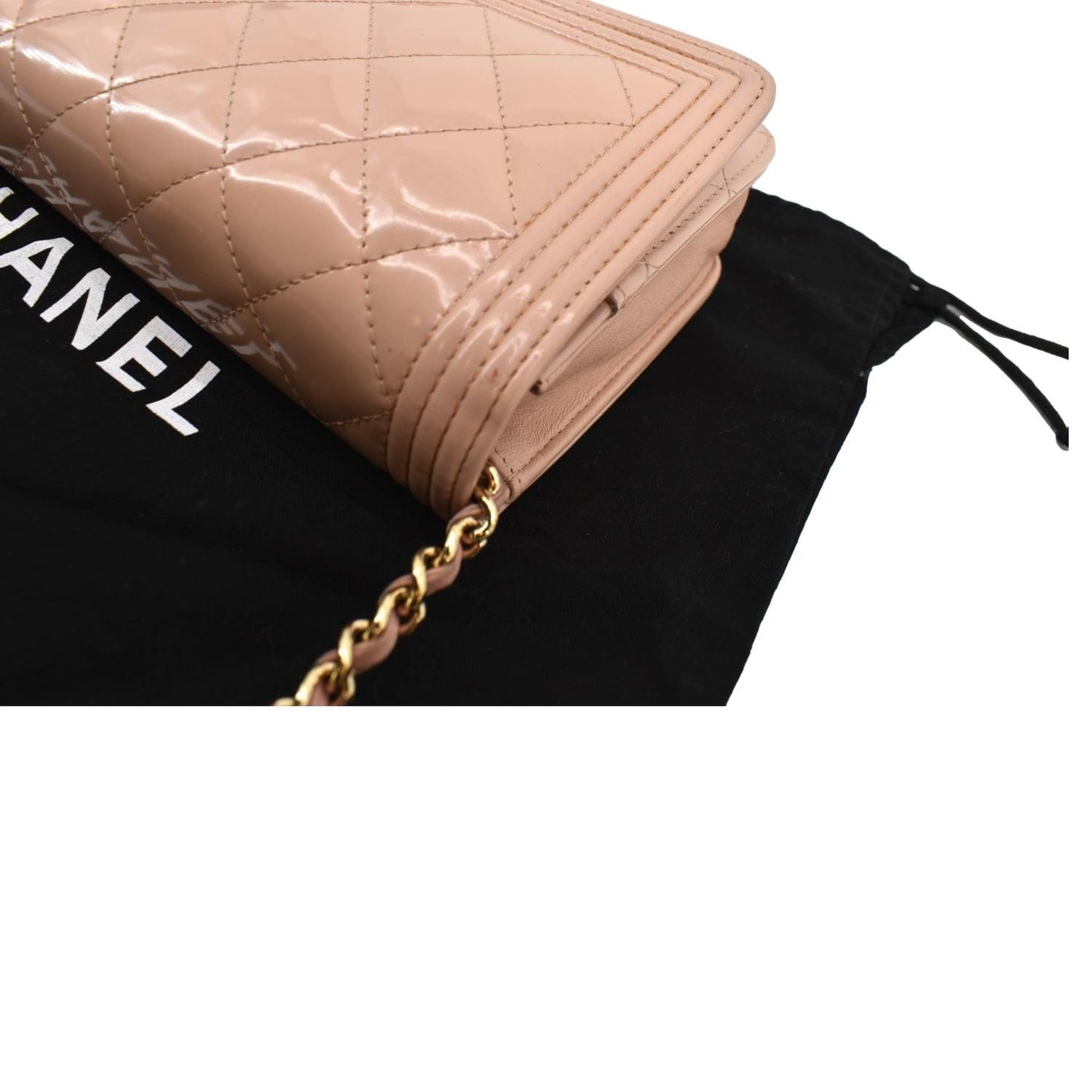 CHANEL Boy Woc Wallet on Chain Patent Leather Shoulder Bag Pink