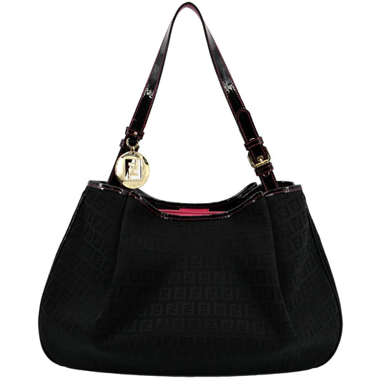 FENDI Zucchino Print Canvas Shopping Tote Bag Black