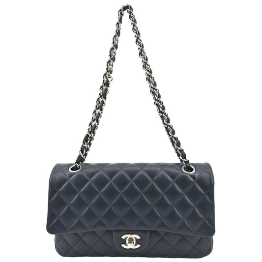 CHANEL Classic Flap Medium Leather Shoulder Bag Blue