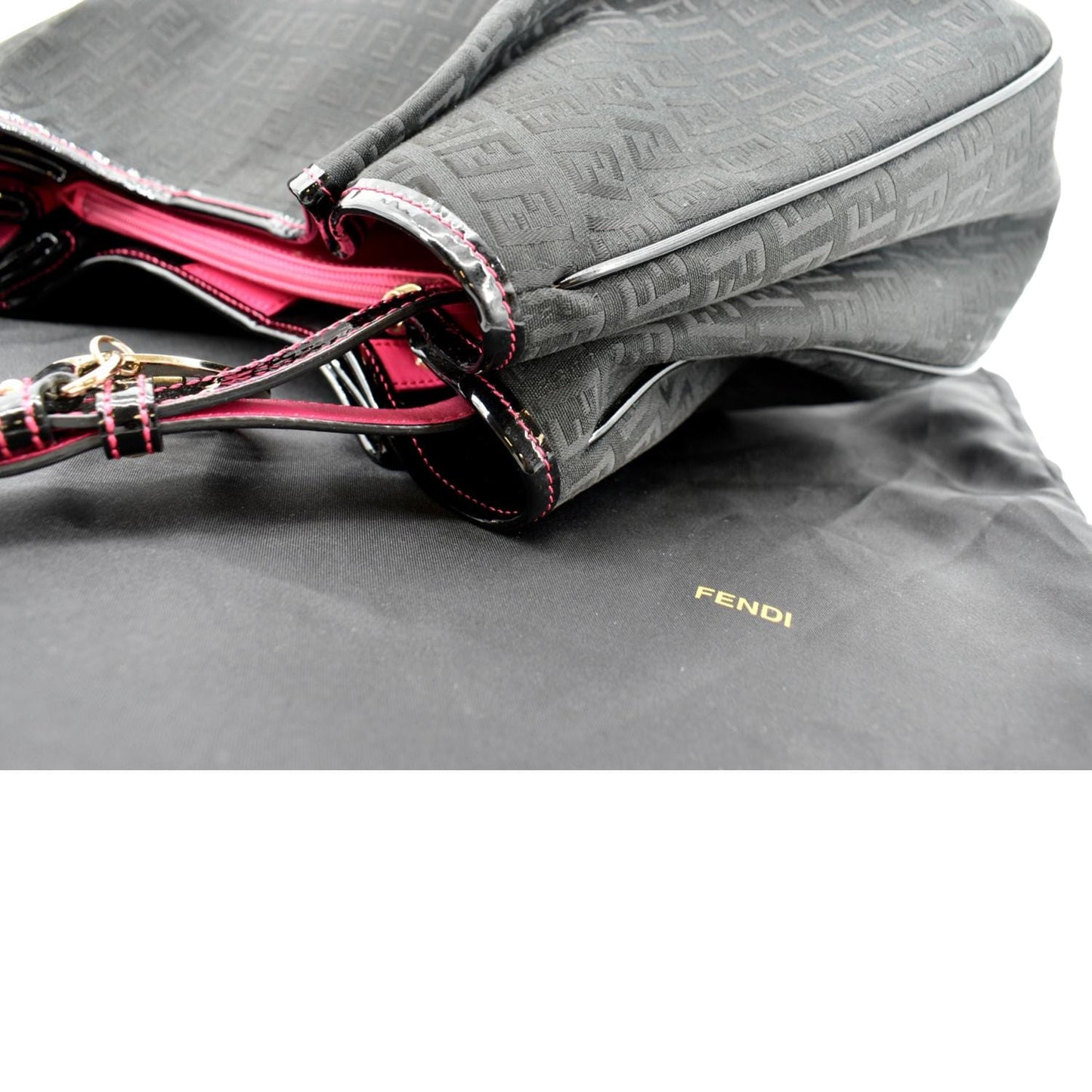 FENDI Zucchino Print Canvas Shopping Tote Bag Black