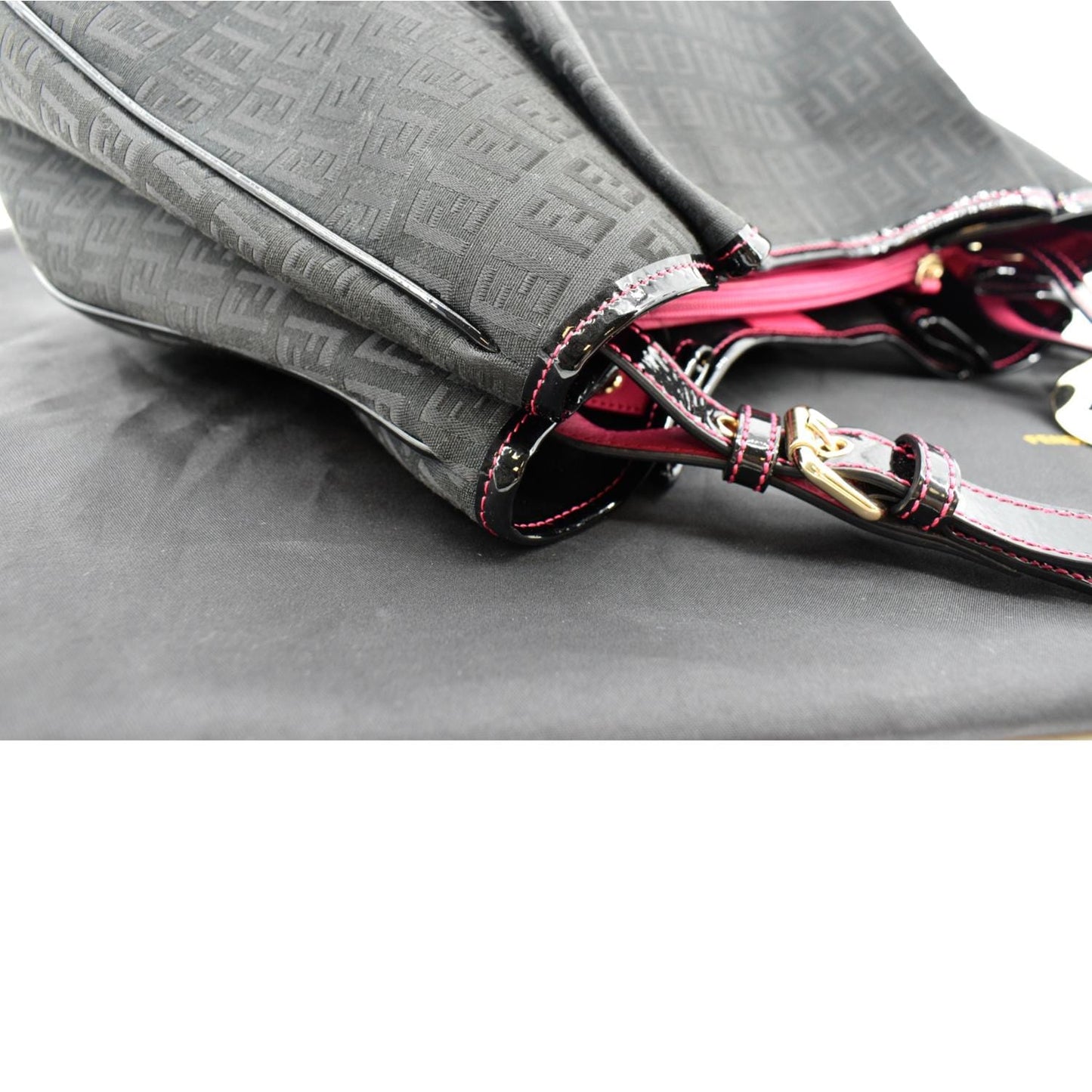 FENDI Zucchino Print Canvas Shopping Tote Bag Black