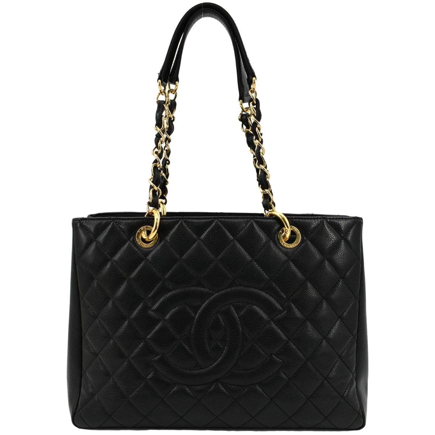 CHANEL Grand Shopping Caviar Leather GST Tote Bag Black -