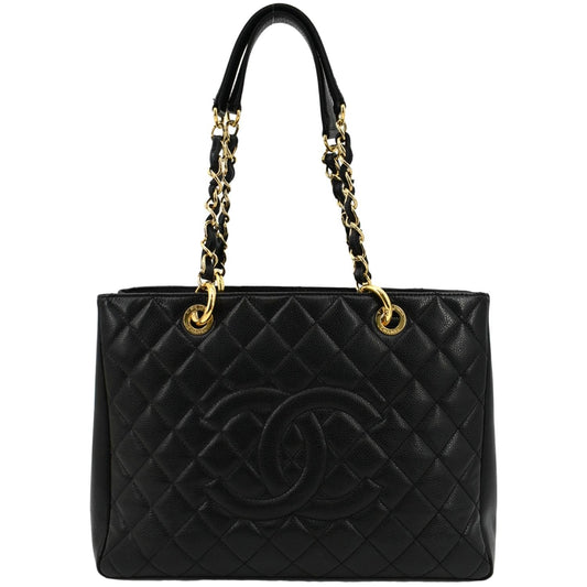 CHANEL Grand Shopping Caviar Leather GST Tote Bag Black -