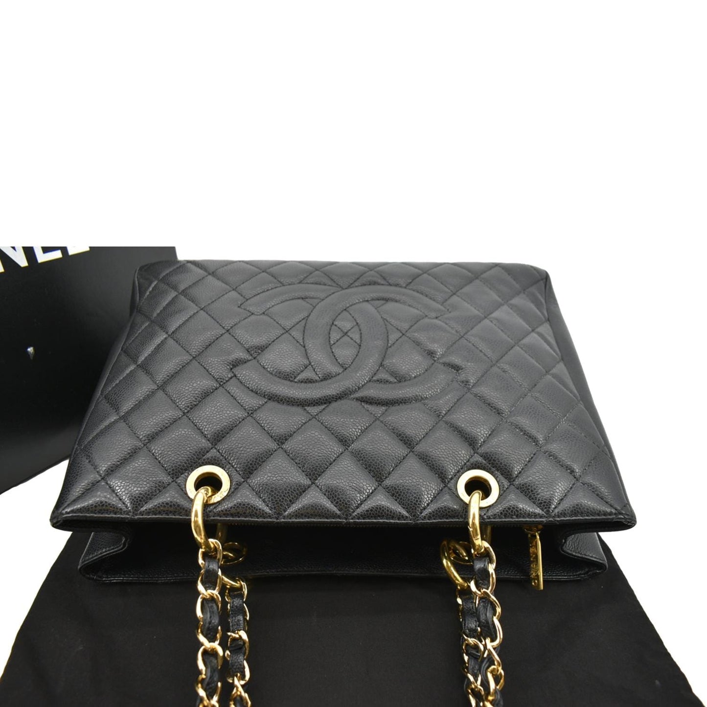 CHANEL Grand Shopping Caviar Leather GST Tote Bag Black -