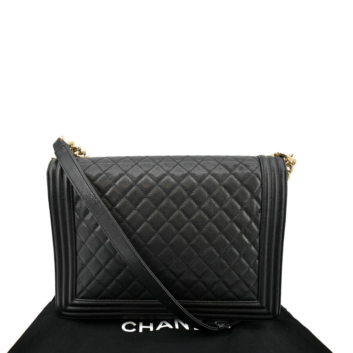 CHANEL Large Boy Flap Caviar Leather Shoulder Bag Black