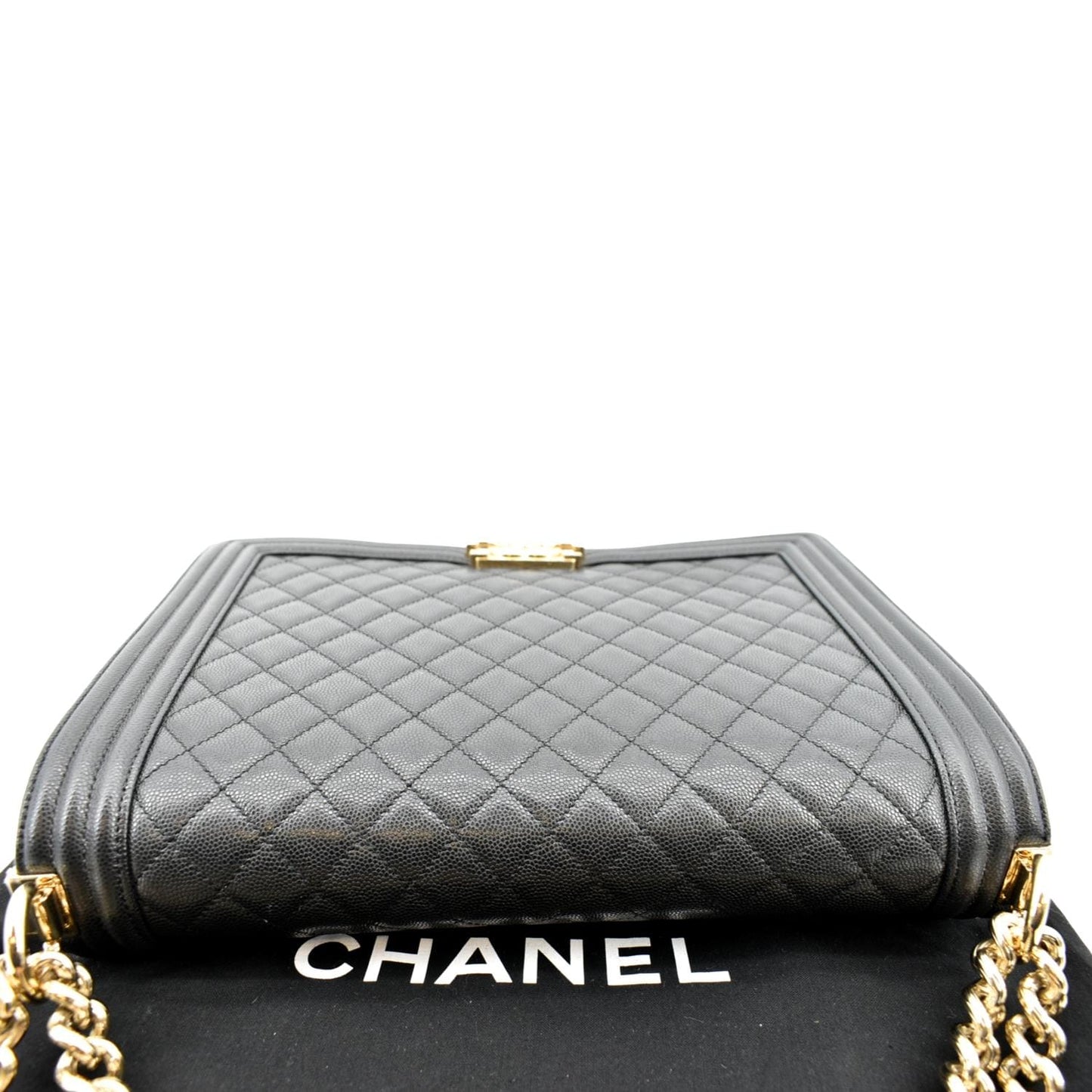CHANEL Large Boy Flap Caviar Leather Shoulder Bag Black