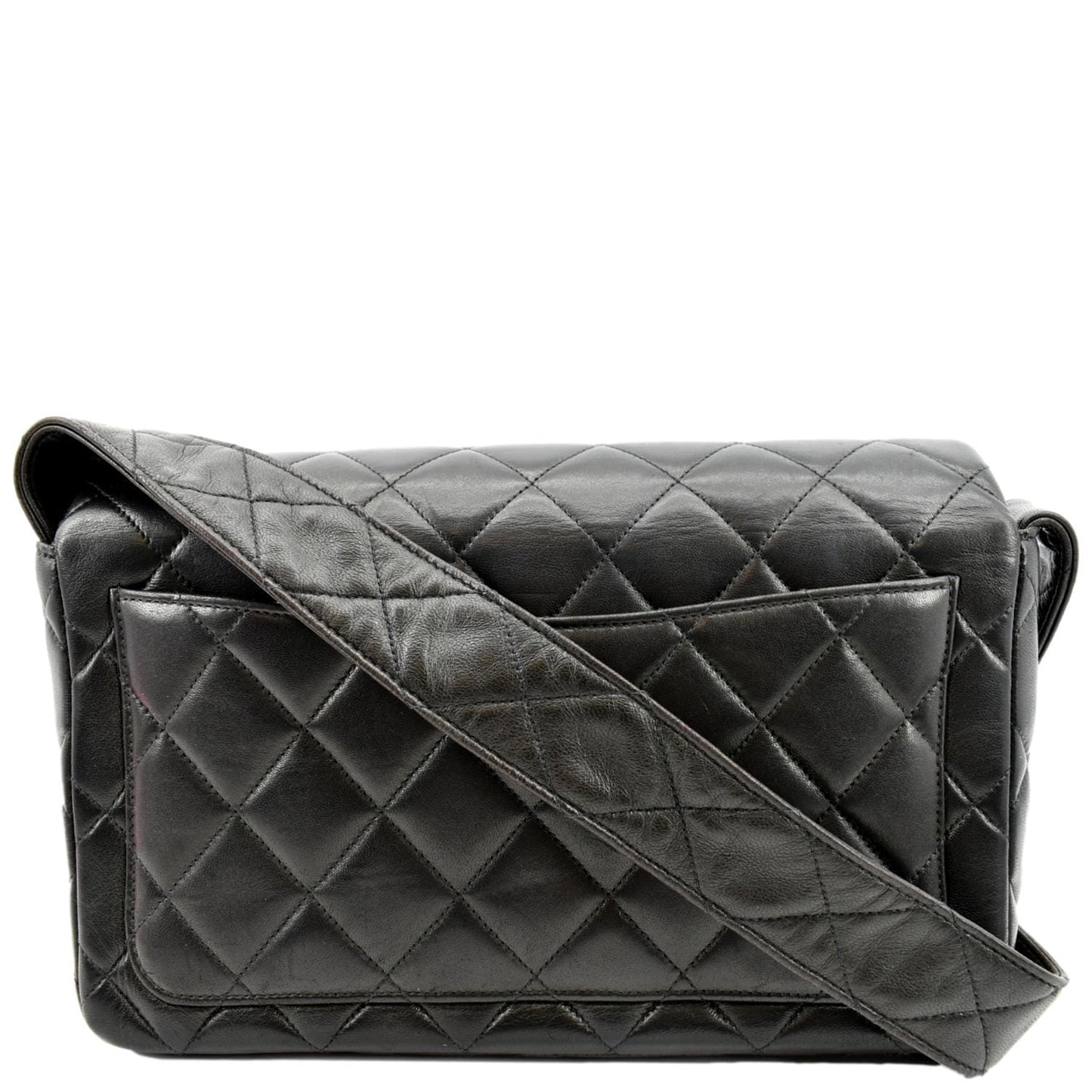 CHANEL   Flap Quilted Leather Shoulder Bag Black