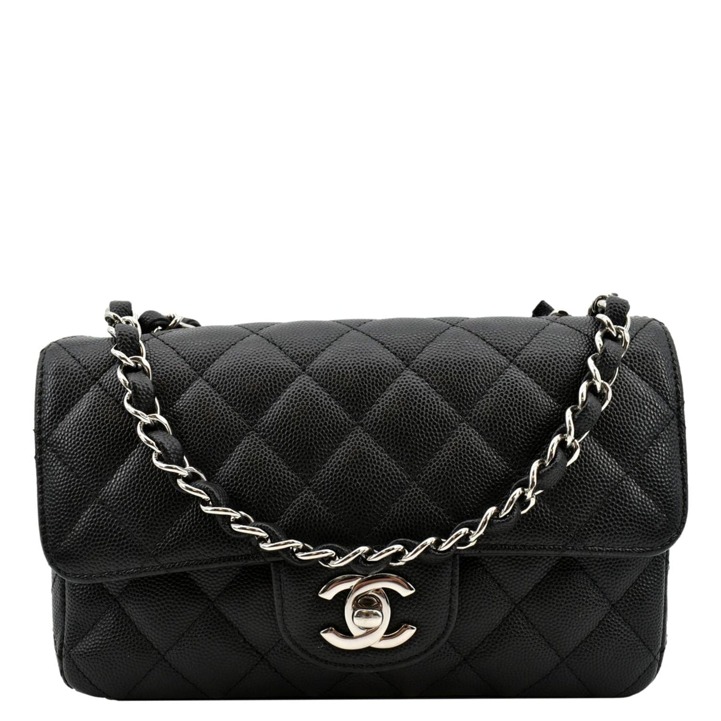 CHANEL Mini CC Flap Leather Shoulder Bag Black