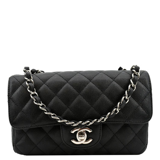 CHANEL Mini CC Flap Leather Shoulder Bag Black