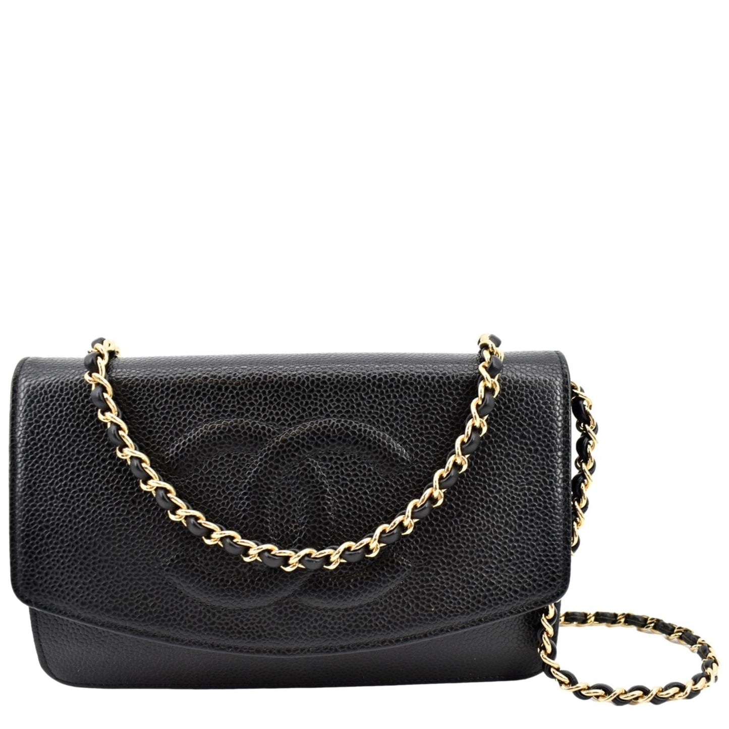 CHANEL Timeless WOC Caviar Leather Wallet on Chain Shoulder Bag Black