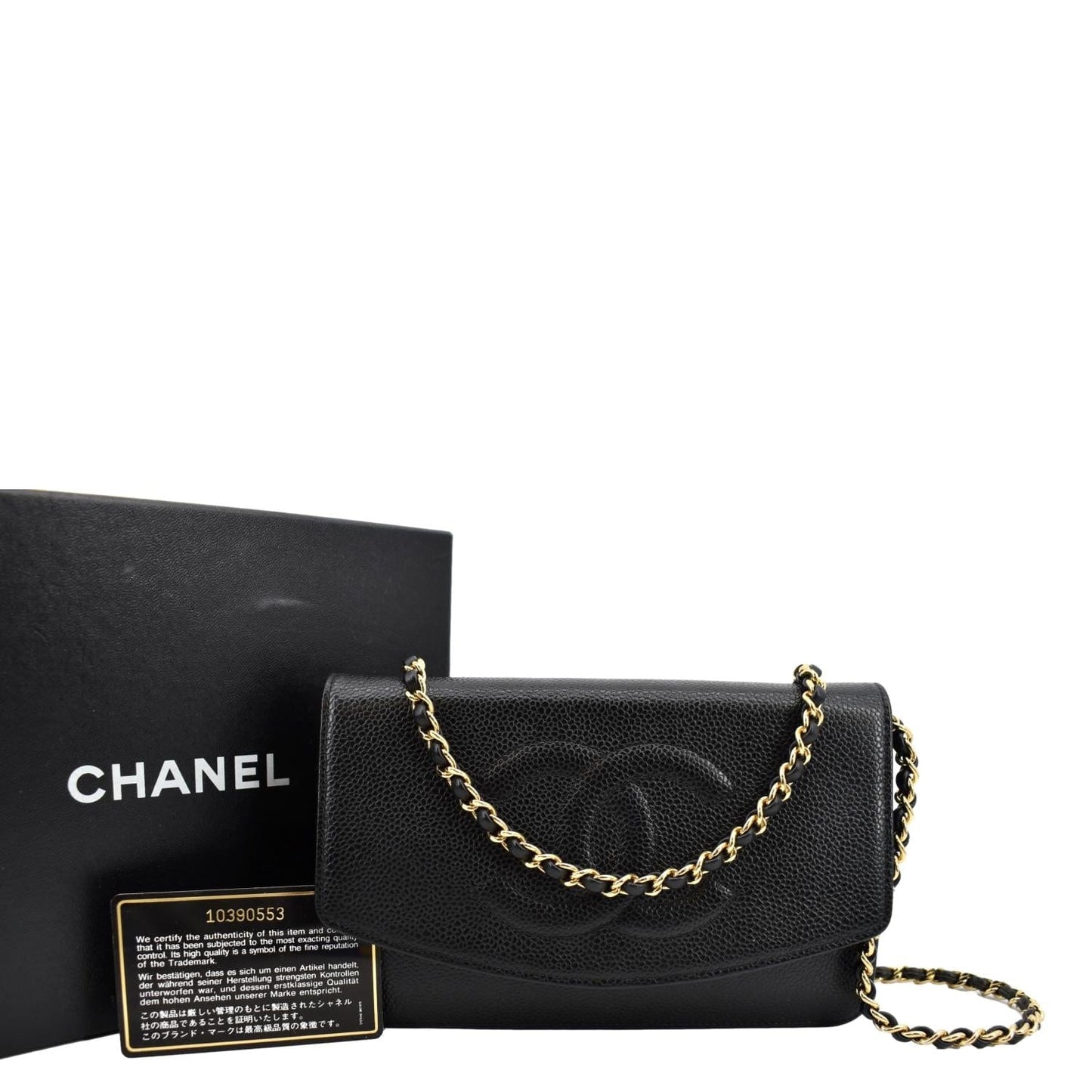 CHANEL Timeless WOC Caviar Leather Wallet on Chain Shoulder Bag Black
