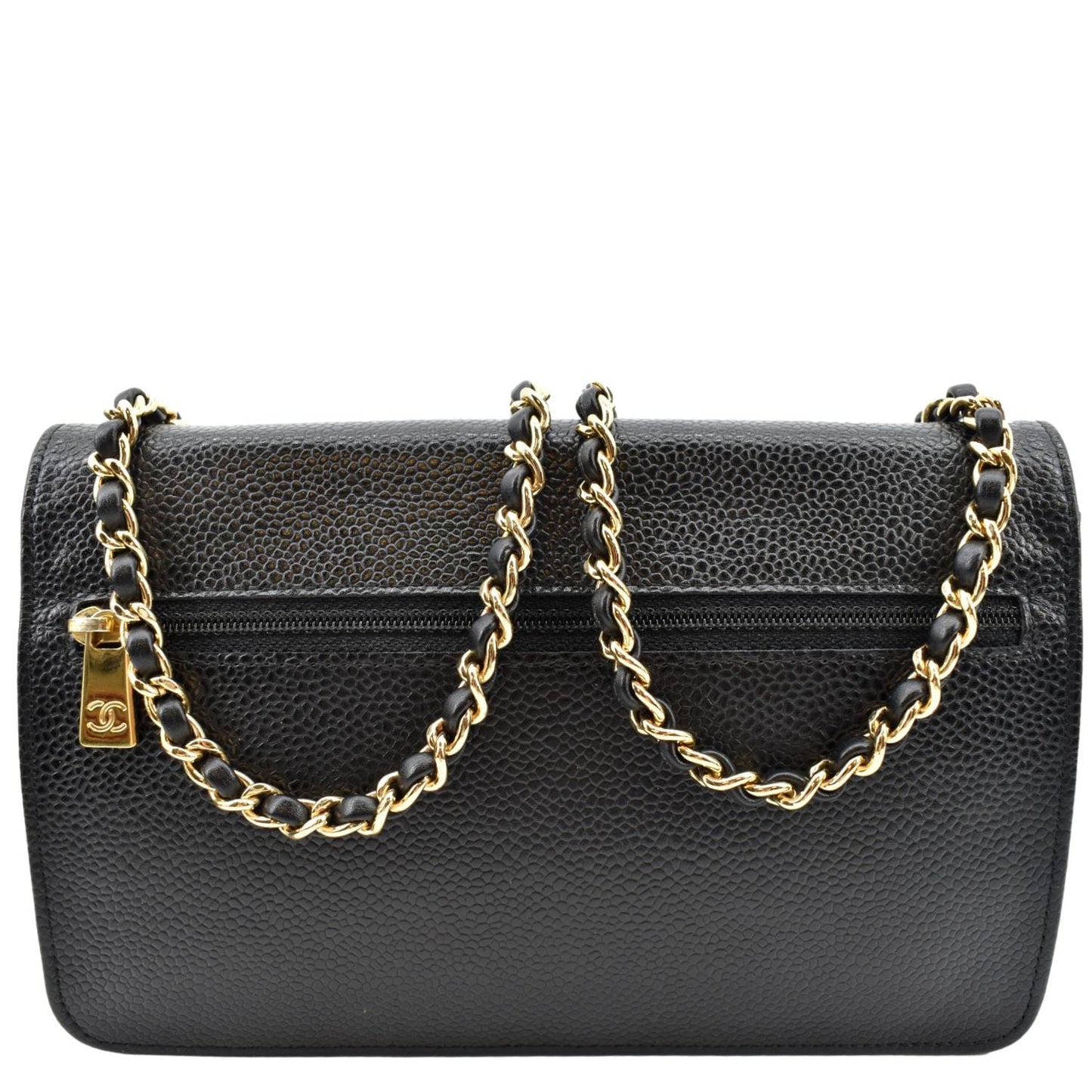 CHANEL Timeless WOC Caviar Leather Wallet on Chain Shoulder Bag Black