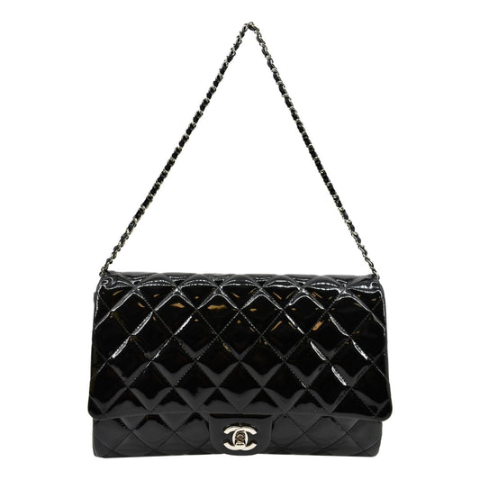 CHANEL Timeless Classic Flap Patent Leather Shoulder Bag Black 17867021