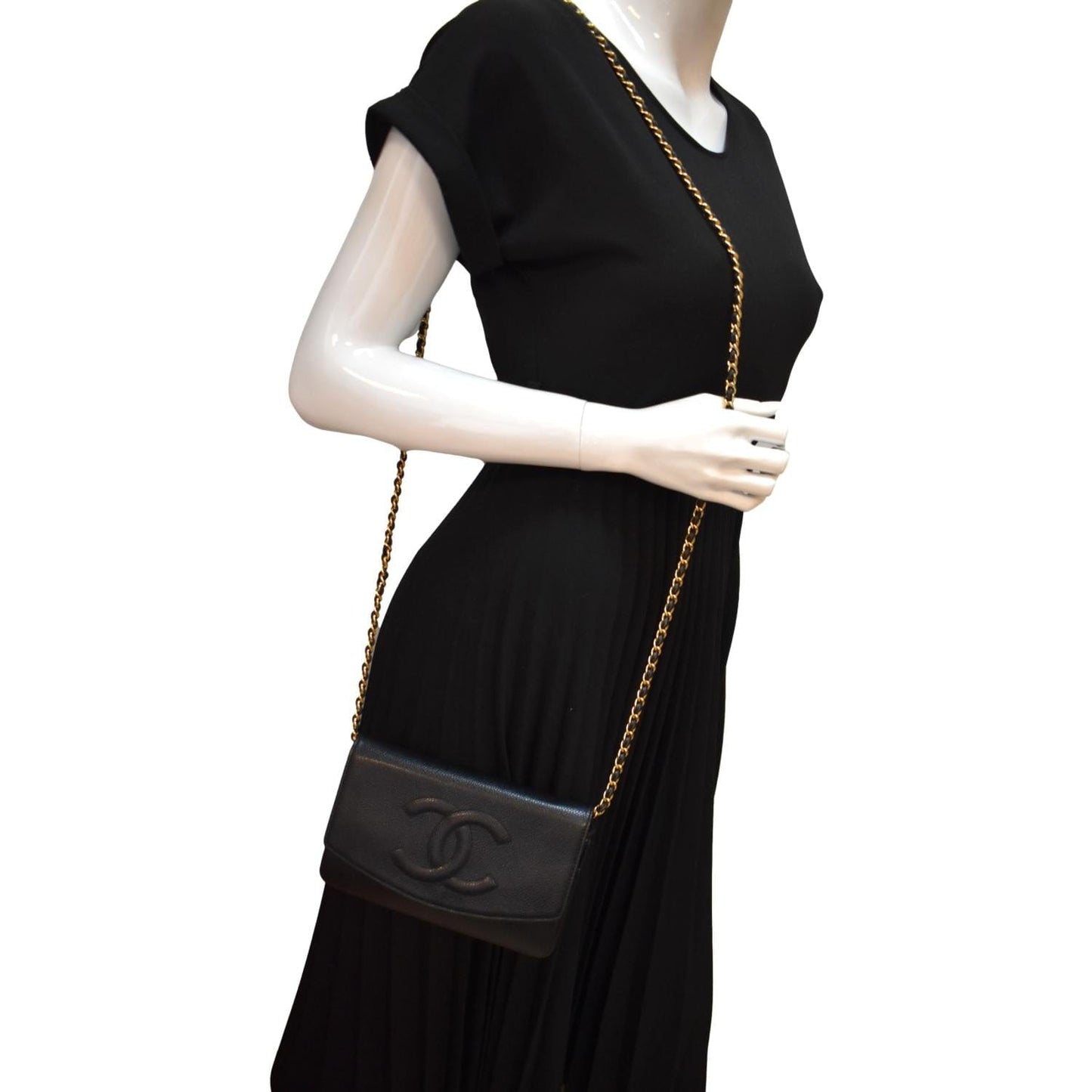 CHANEL Timeless WOC Caviar Leather Wallet on Chain Shoulder Bag Black