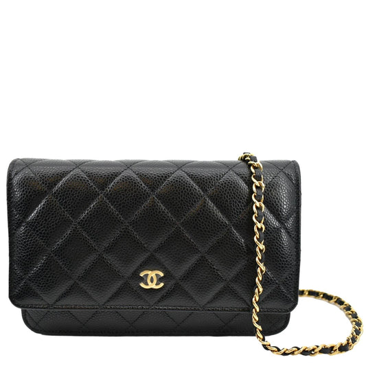 CHANEL CC WOC Caviar Leather Wallet On Chain Shoulder Bag Black