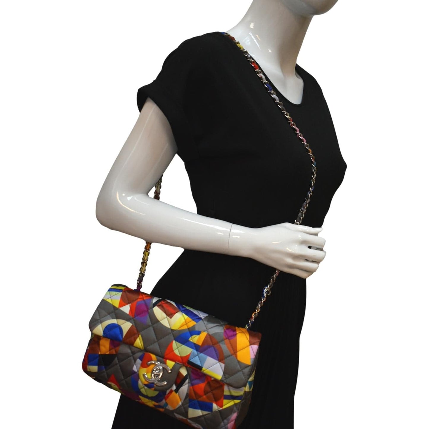 CHANEL Printed Coco Color Flap Small Nylon Shoulder Bag Multicolor