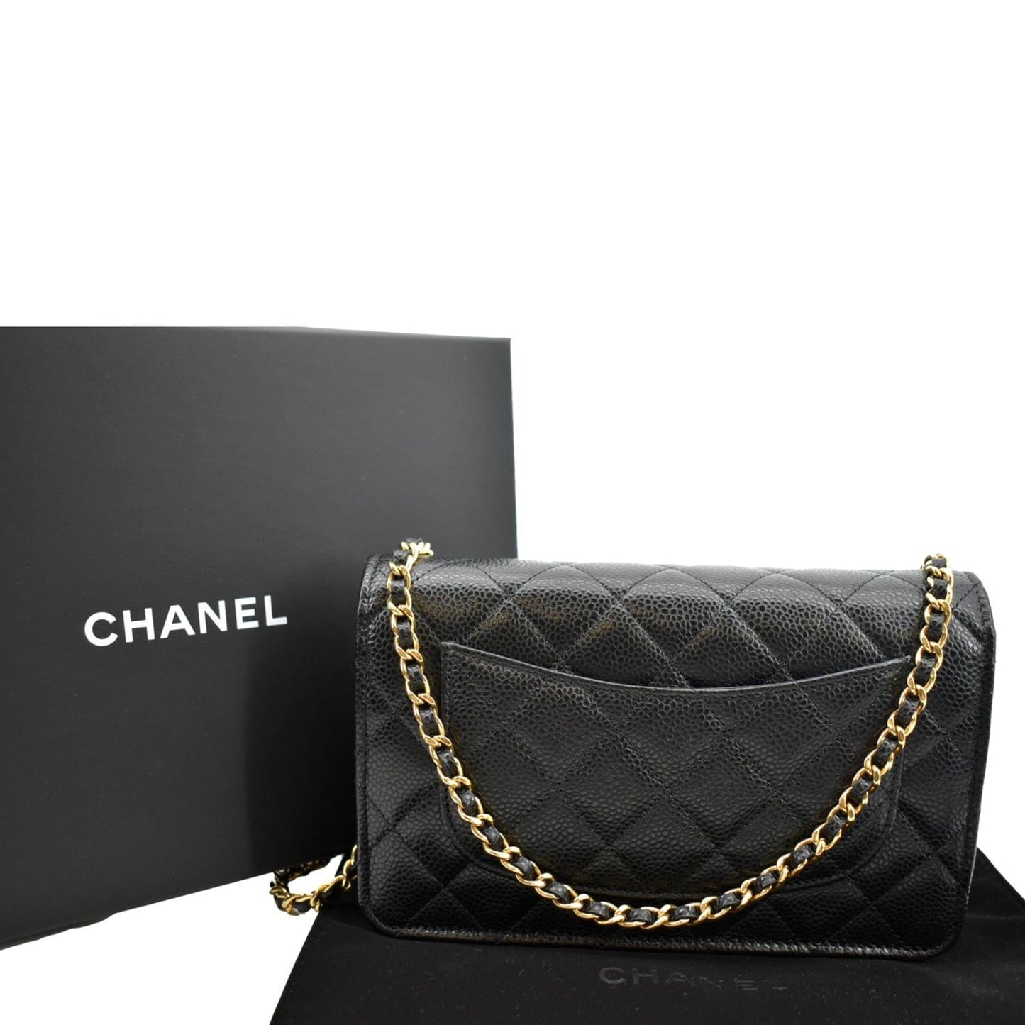 CHANEL CC WOC Caviar Leather Wallet On Chain Shoulder Bag Black