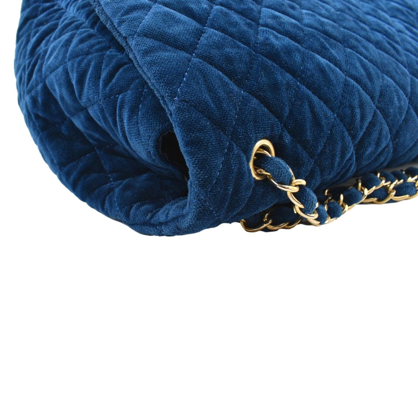 CHANEL Airlines CC XXL Flap Quilted Velvet Shoulder Bag Blue