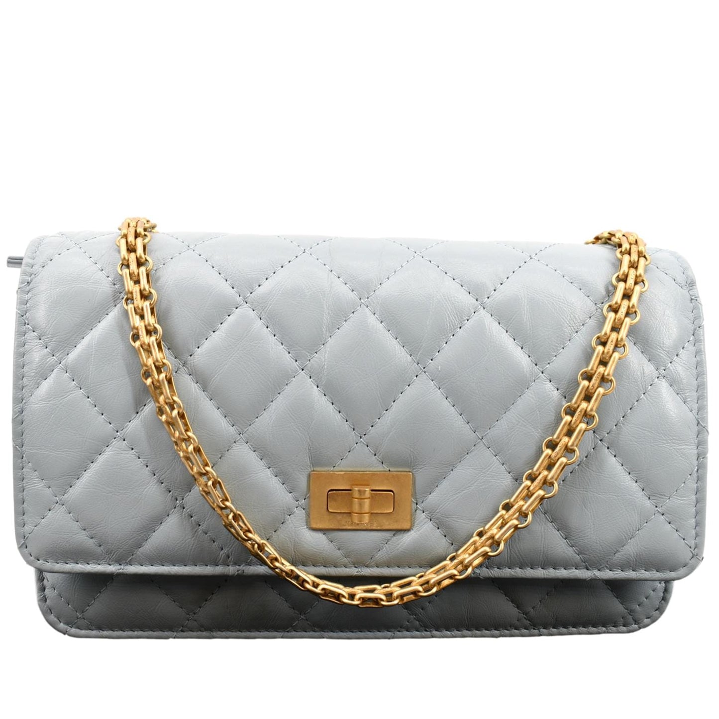 CHANEL Classic 2.55 Reissue WOC Quilted Leather Crossbody Bag Light Blue