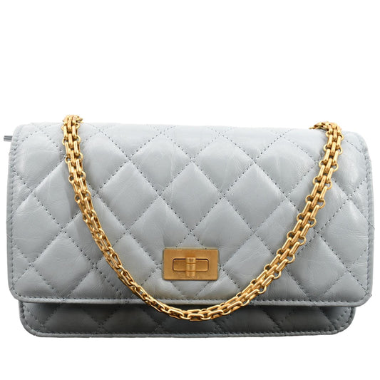 CHANEL Classic 2.55 Reissue WOC Quilted Leather Crossbody Bag Light Blue